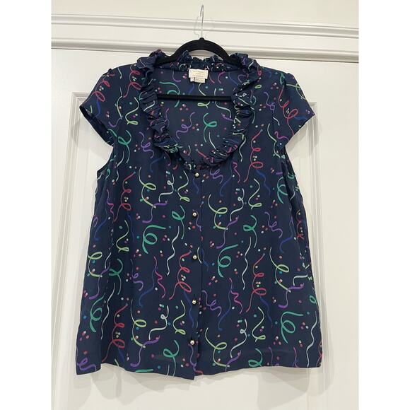 Kate Spade | Sleevless Confetti Silk Button Up XL - Picture 1 of 6